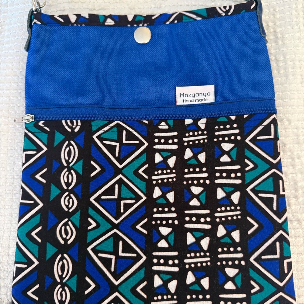 Blue and Black Geometric Crossbody Bag